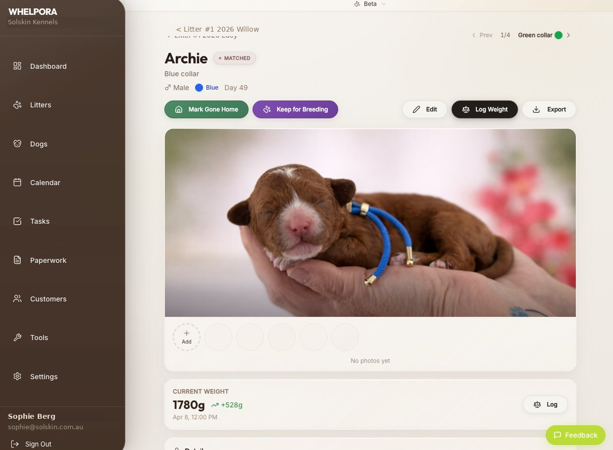 Whelpora puppy profile