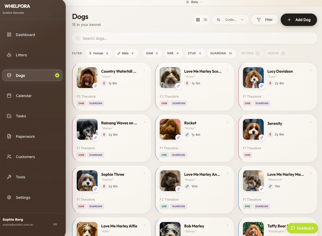 Whelpora dogs grid